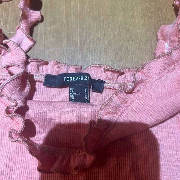 Pink ribbed tank with ruffles straps - Picture 6 of 7